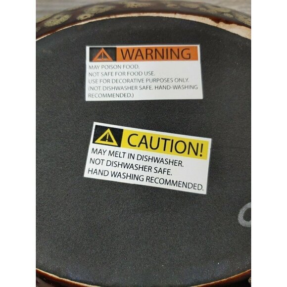 Glazed Ceramic Bowl Oval Swoop Shape Hand Painted Decorative Dish Raised Dots - Picture 12 of 12